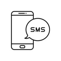 sms de smartphone, icono de concepto de mensajería de teléfono móvil en diseño de estilo de línea aislado en fondo blanco. trazo editable. vector