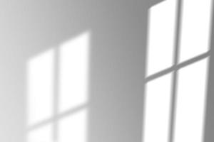 blur background. Abstract shadow of the window in morning light on white wall texture photo