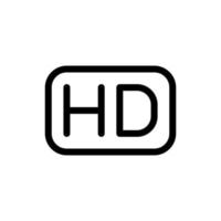 HD display, high definition video, audio, graphics label icon in line style design isolated on white background. Editable stroke. vector