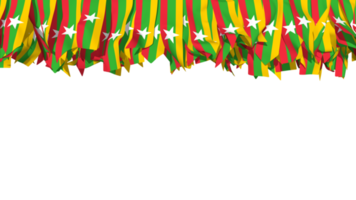 Myanmar Birmânia bandeira diferentes formas de tira de pano pendurada no topo, dia da independência, renderização em 3d png