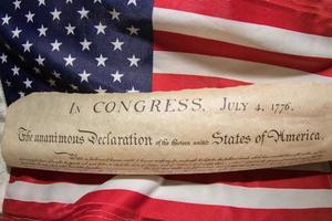 Declaration of independence 4th july 1776 on usa flag photo