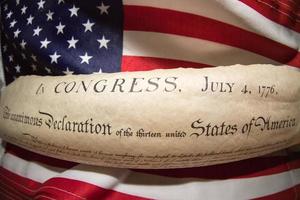 Declaration of independence 4th july 1776 on usa flag photo