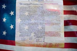 Declaration of independence 4th july 1776 on usa flag photo