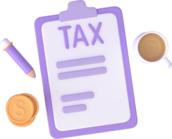 steuertag erinnerungskonzept. 3D-Illustration Steuern per Online-Konzept, Online-Steuerzahlung und Bericht einreichen. geschäftliches Einkommen. png
