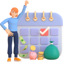 Tax Day Reminder Concept. Businessman submit tax by online concept, online tax payment and report. Business income. 3d illustration. png