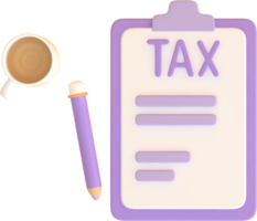 concept de rappel de jour d'impôt. illustration 3d soumettre la taxe par concept en ligne, paiement et rapport de taxe en ligne. Revenu d'entreprise. png
