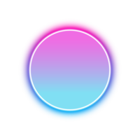 Neon circle stamp glowing in blue and pink light png