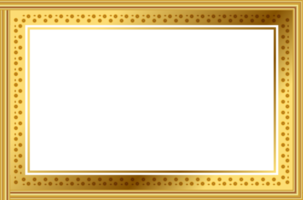 Painting frame with golden engraved and carved Thai wooden borders. Decorative retro ornamental detailed picture frame. Old classic baroque golden frame png