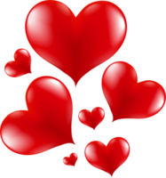 Red hearts for Valentine's day. Realistic heart shapes in red colors png