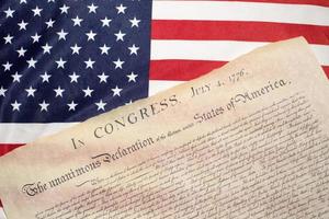 Declaration of independence 4th july 1776 on usa flag photo