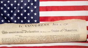 Declaration of independence 4th july 1776 on usa flag photo