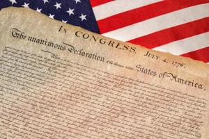 Declaration of independence 4th july 1776 on usa flag photo