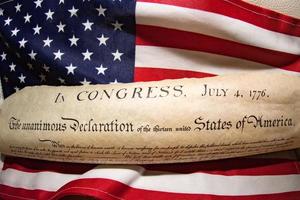 Declaration of independence 4th july 1776 on usa flag photo