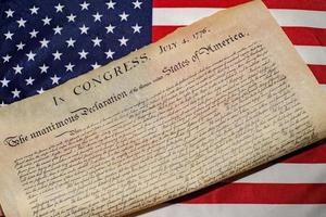 Declaration of independence 4th july 1776 on usa flag photo