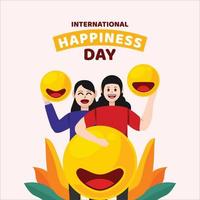 Flat International Day of Happiness Illustration Background vector