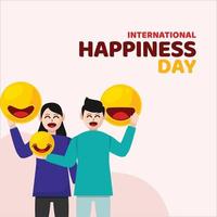 Flat International Day of Happiness Illustration Background vector