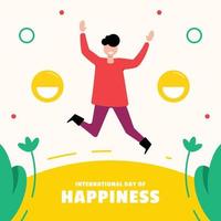 Flat International Day of Happiness Illustration Background vector