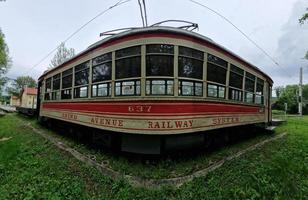 old new york tram red wagon 1939 photo