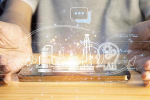 The concept of artificial intelligence helps to analyze structures and can interact with humans. photo