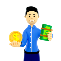 3d character holding money png