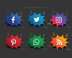 social media icons logotype in comic bubble style
