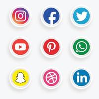 elegant social media logotype set vector