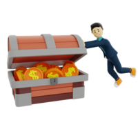 3d character treasure business png