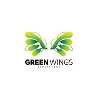 green wings art logo design gradient color vector