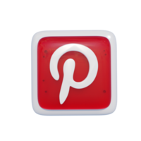 illustration 3d de l'icône des médias sociaux pinterest png