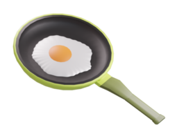 zonnig kant omhoog. gebakken eieren in een pan. 3d renderen png