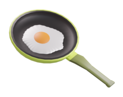 lado soleado hacia arriba. huevos fritos en una sartén. representación 3d png