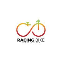 icono de color de arte de línea de diseño de logotipo de bicicleta de carreras vector