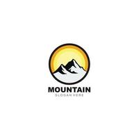 mountain icon frame round logo design symbol vector