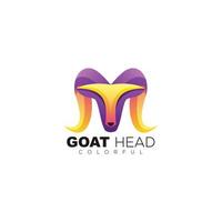 head goat logo design colorful style template vector