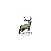 run deer logo design mascot illustration template business vector