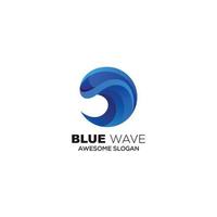 blue wave logo template with letter c design colorful vector