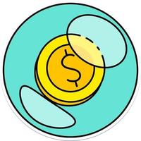 Dollar in Bubble Money Business financial coin economic trade illustration Colored Outline Sticker Retro vector