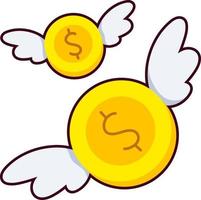 Flying Coin financial Business Cash Money trade economic  illustration Flat with Black Sticker vector