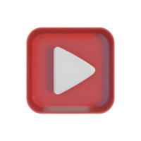 3D rotes quadratisches Video-Play-Button-Symbol. generative KI. png