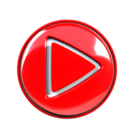 3d red round video play button icon. Generative AI. png