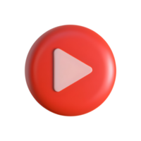 Icône de bouton de lecture vidéo rond rouge 3d. IA générative. png