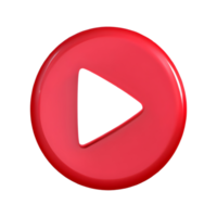 3d red round video play button icon. Generative AI. png