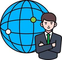 Outsourcing business worker working resource team company cute Colored Outline vector