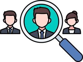 Recruitment looking team resource business magnifying company startup Colored Outline vector