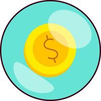 Dollar in Bubble Money Business financial coin economic trade illustration Flat with Black Sticker vector
