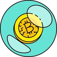 bitcoin en burbuja moneda dinero negocio financiero signo comercio económico ilustración semisólido transpa vector