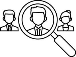 Recruitment looking team resource business magnifying company startup Line with White Colored vector