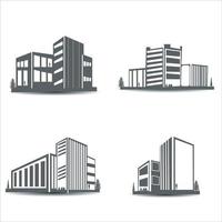 set of City silhouette in flat style. Modern urban landscape. Vector illustration. City skyscrapers building office skyline on white background