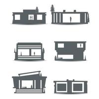 set of City silhouette in flat style. Modern urban landscape. Vector illustration. City skyscrapers building office skyline on white background