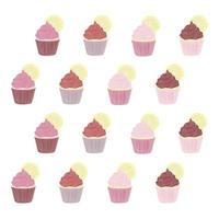 Pattern of cakes. Vector illustration in flat style.